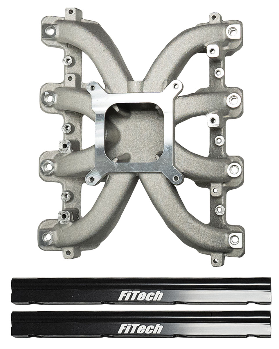Intake Manifold, FiTech Retro LS1 Port, Cast Aluminum, w/Fuel Rails ...
