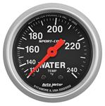 Gauge, Water Temp, AutoMeter, 2-1/16", Mechanical, 120-240F, 12FT Line