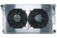 Rad/Fan Combo, Alum, Cold-Case, 68-77 A-Body, 18-3/4" x 34-3/4" W, w/12" Fans