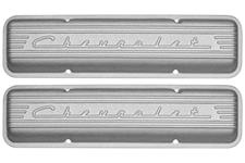 Valve Covers, 1959-86 SB Perimeter Bolt, Finned, Chevrolet Script, Tall