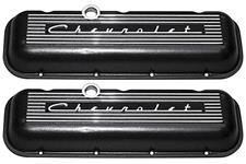 Valve Covers, BB, Finned, Chevrolet Script, PCV/Breather Holes, Drippers, Std Ht