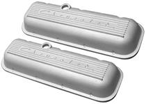 Valve Covers, BB, Finned, Chevrolet Script, PCV/Brthr Holes, w/o Drippers, Tall