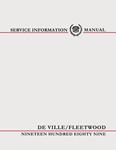 Service Manual, Chassis, 1989 Cadillac DeVille/Fleetwood