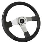 Steering Wheel, VSW 6-Bolt, Half Leather/Wood, Solid 3-Spoke, 14"