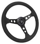 Steering Wheel, VSW 6-Bolt, Black Ultralux Suede w/Black Spokes, 14"