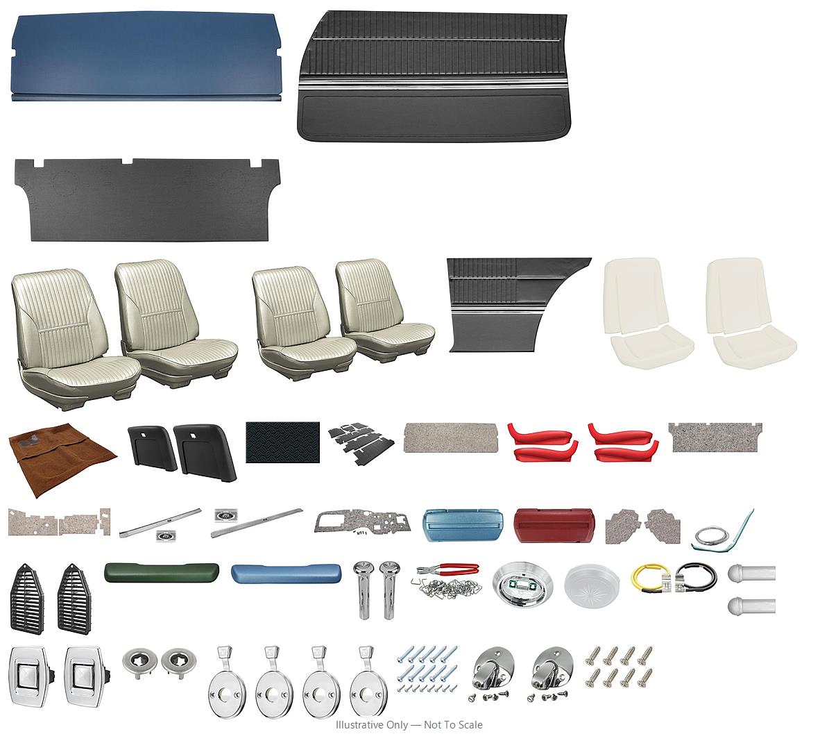Photo of Interior Kit, 1969 Cutlass Stage III, Buckets, Sports Coupe/Sedan DI
