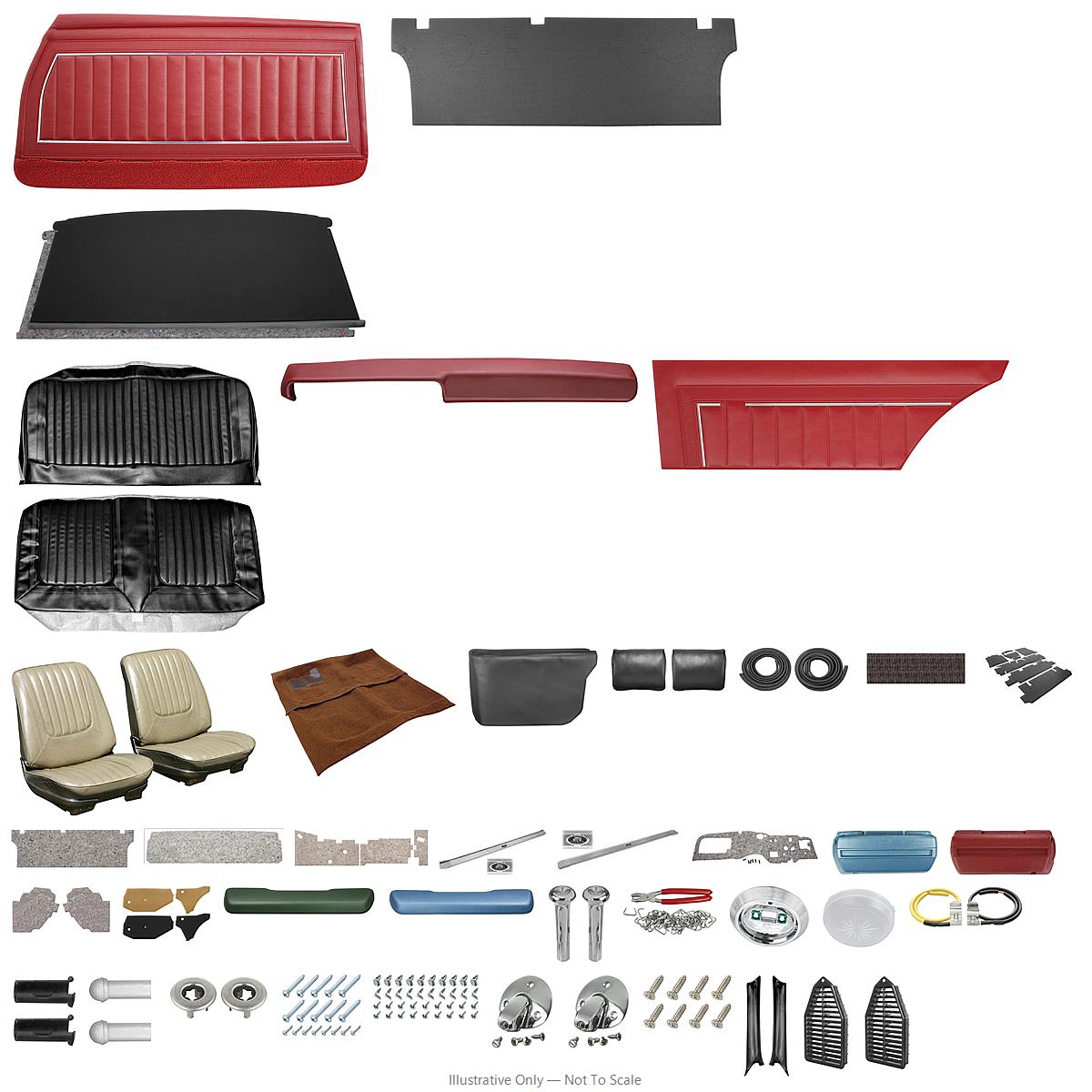 Photo of Interior Kit, 1969 Skylark Stage III, Custom Bench, Coupe w/Armrest LEG