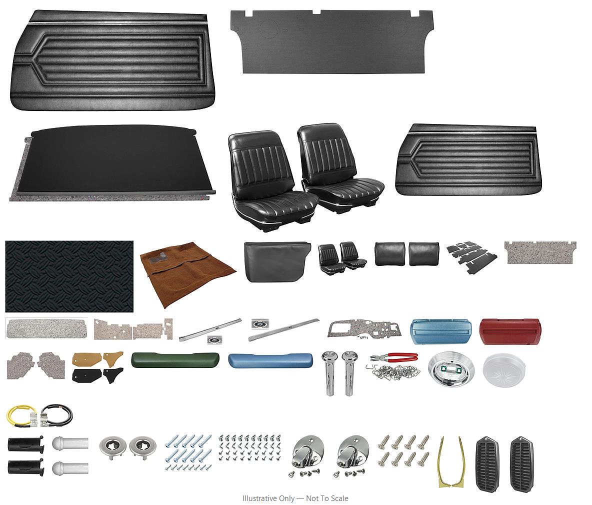 Photo of Interior Kit, 1971-72 Skylark (Standard) Stage III, Split Bench, Coupe,Legendary