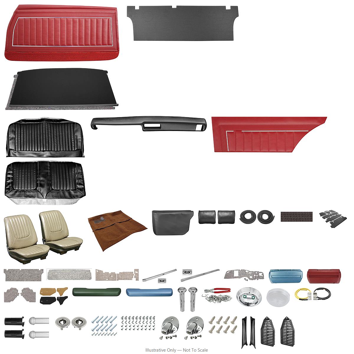 Photo of Interior Kit, Stage III, 1969 Skylark Coupe, Custom Bench, w/Armrest, w/AC LEG