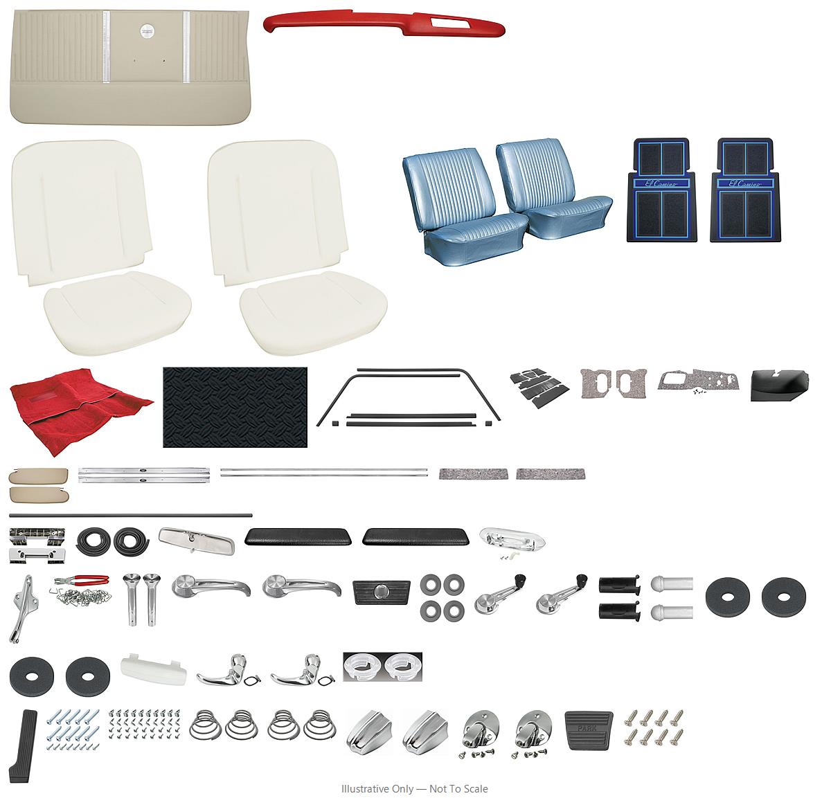 Photo of Interior Kit, 1964 El Camino Stage IV, Buckets-DISTINCTIVE
