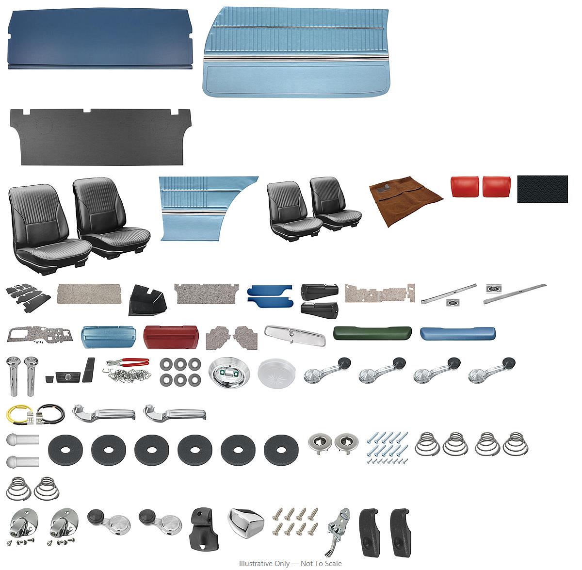 Photo of Interior Kit, 1968 Cutlass/442 Stage IV, Bench, Sports Coupe (2dr Post) PUI