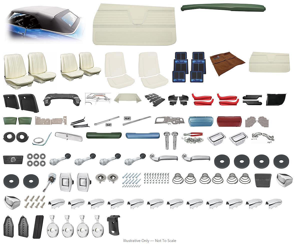 Photo of Interior Kit, 1969 Chevelle Stage IV, Buckets, Convertible Plastic PUI