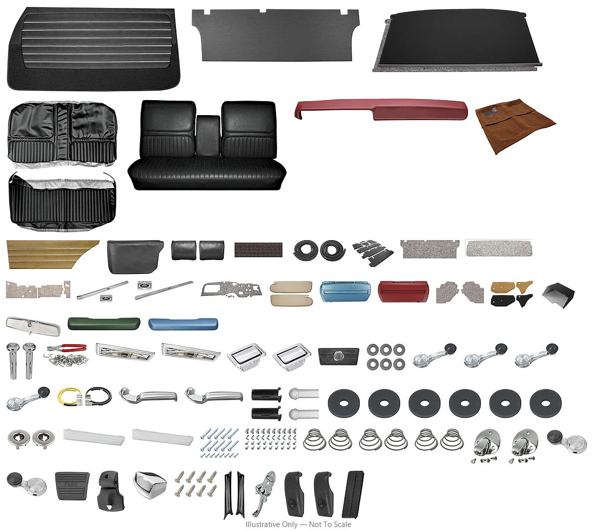 Photo of Interior Kit, 1968 Skylark Stage IV, Custom Bench, Coupe w/Armrest, w/o AC LEG