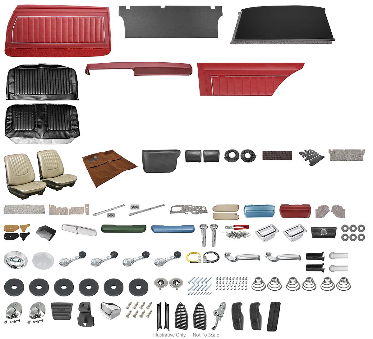 Photo of Interior Kit, 1969 Skylark Stage IV, Custom Bench, Coupe w/o Armrest, w/o AC LEG
