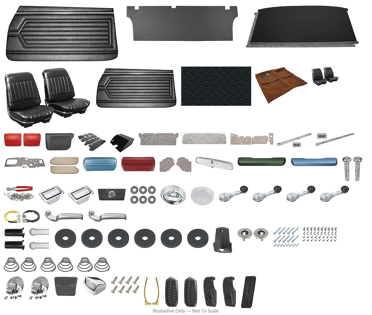 Photo of Interior Kit, 1971-72 Skylark (Standard) Stage IV, Split Bench, Coupe, PUI