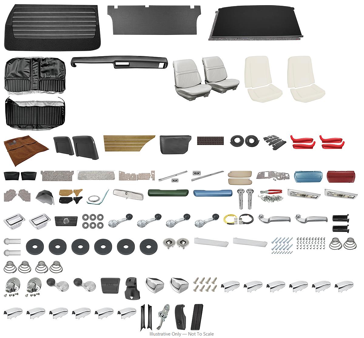 Photo of Interior Kit, Stage IV, 1968 Skylark Coupe, Buckets, w/AC, LEG