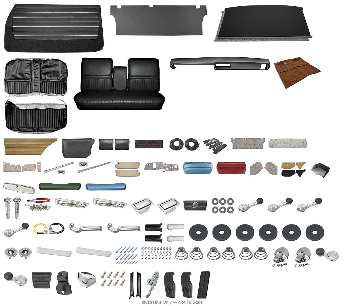 Photo of Interior Kit, Stage IV, 1968 Skylark Coupe, Custom Bench, w/Armrest, w/AC LEG
