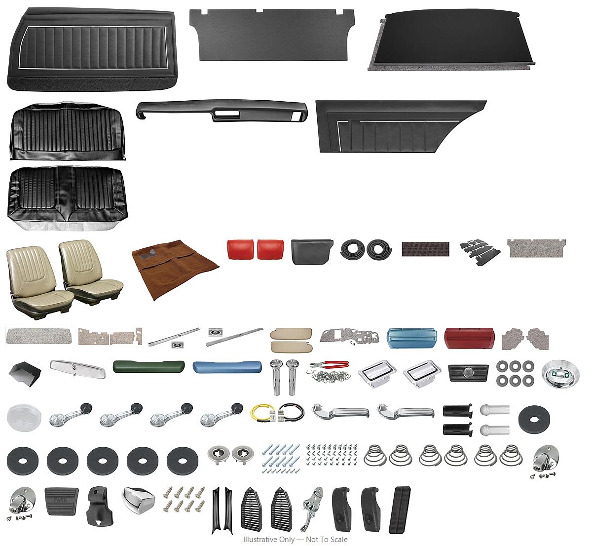 Photo of Interior Kit, Stage IV, 1969 Skylark Coupe, Custom Bench, w/Armrest, w/AC PUI
