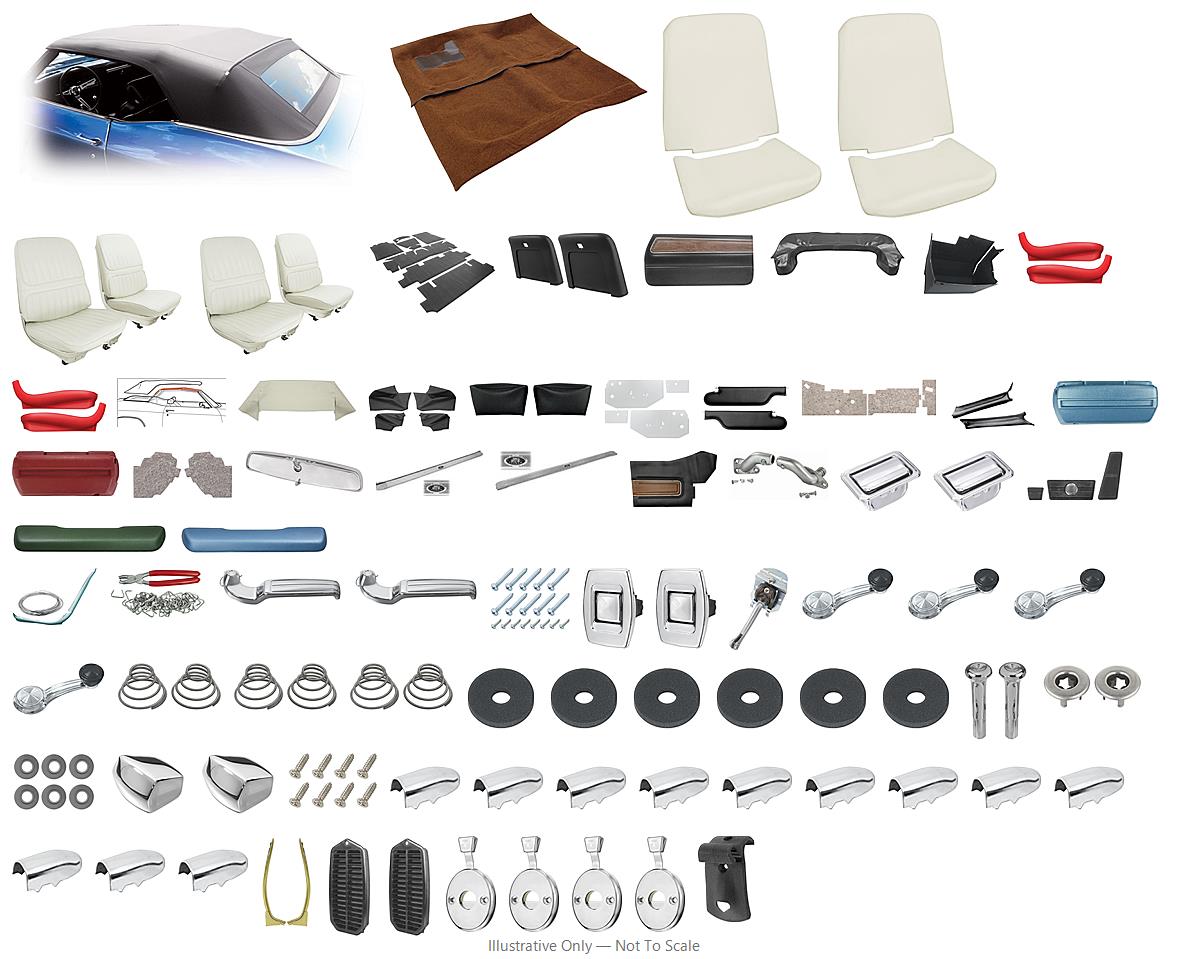 Photo of Interior Kit, 1971-72 Cutlass Holiday & 442 , Stage IV, Buckets, Cnv, Lgd