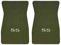 Floor Mats, Raylon Loop, 1964-73 GM A-Body, Metallic Silver "SS", Front Only