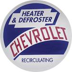 Decal, Recirculating Heater/Defroster, 1954-55 Chevrolet Trucks, 1st Series