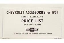 Accessory Sales Brochure, 1951 Chevrolet