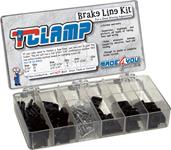 T-Clamp Brake Line, 3/16" to 1/4" Single & 3/16" to 1/4" Double Clamps, Black