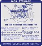 Decal, Jack Stowage Instructions, 1967 Bonneville/Catalina/Grand Prix, Hardtop