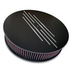 Air Cleaner, Eddie MS Billet Aluminum, 14" Round Washable Filter, Ball Milled