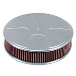 Air Cleaner, Eddie MS Billet Alum., 14" Round Washable Filter, Wheel Style Top