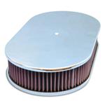 Air Cleaner, Eddie MS Billet Aluminum, 17" Oval Washable Filter, Smooth Top