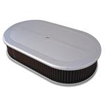 Air Cleaner, Eddie MS Billet Aluminum, 17" Oval Washable Filter, Diamond Top