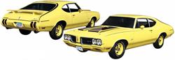 Decal, 70 Cutlass, Stripe Kit, Rallye 350, Orange/Black