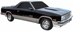 Decal, 1985-87 El Camino, Sport Decor Preformed Stripes, Black/Red/Silver
