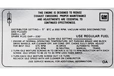Decal, Emissions, 1968 Cutlass, 350-2V, AT/MT, OA