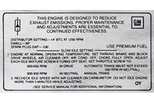 Decal, Emissions, 1969 Cutlass, 400-4V/W-30, GM # 404219