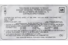Decal, Emissions, 1969 Cutlass, 350-4V, AT/MT, GM # 404214