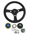 Steering Wheel Kit, Grant Formula GT, 1967-69 Chevrolet, Black w/Blue Bowtie Cap