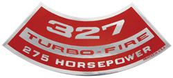 Decal, Air Cleaner, 1964-77 Chevelle & El Camino & MC, 327 Turbo-Fire 275HP