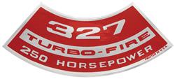 Decal, Air Cleaner, 1964-77 Chevelle & El Camino & MC, 327 Turbo-Fire 250HP