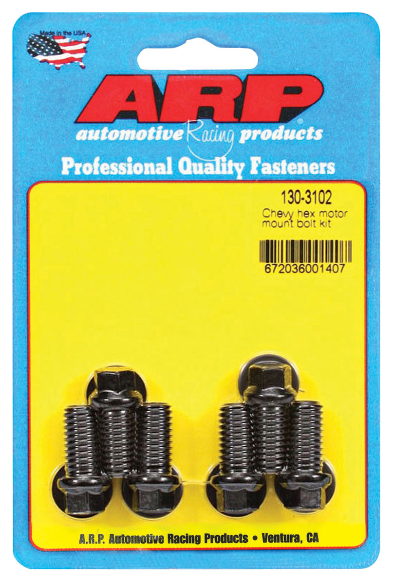 Bolts, Motor Mount, ARP, V8, Black, 6 PT
