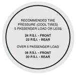 Decal, 70 Tempest Tire Pressure (KT)