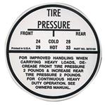 Decal, 64-65 Chevelle/El Camino, Tire Pressure