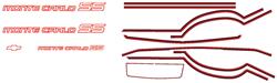 Decal, 85-86 Monte Carlo, Body Stripe Kit, SS, Silver, Red
