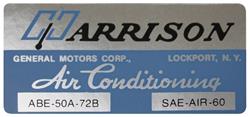 Decal, 73 Riviera, Evaporator Box, Harrison Air Conditioning, ABE50A72B