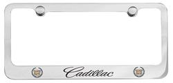 License Plate Frame, Designer, Cadillac, w/ Script and Crest