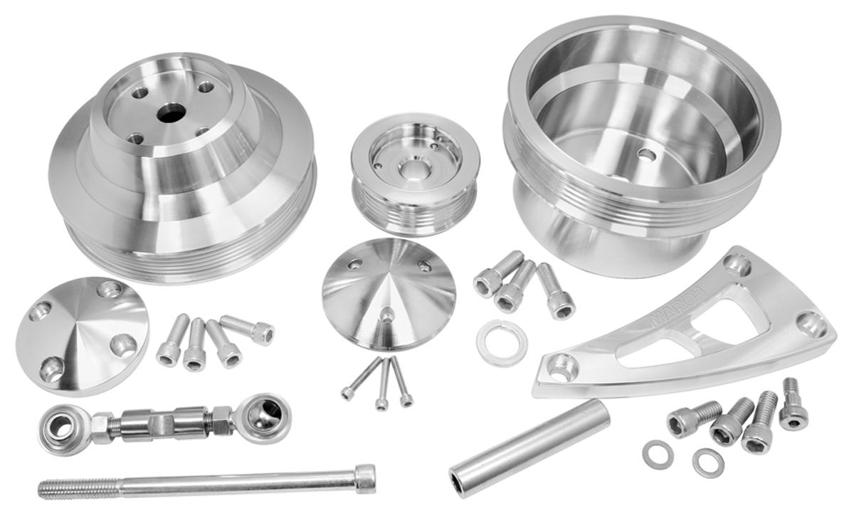 March Performance Pulley Set, March Serpentine Belt, SB Chevy, Long